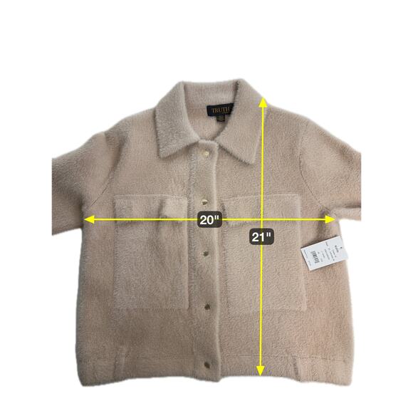 NWT Truth by Republic Khaki Soft Fuzzy Snap Button Jacket Shacket Womens Medium - Picture 12 of 12